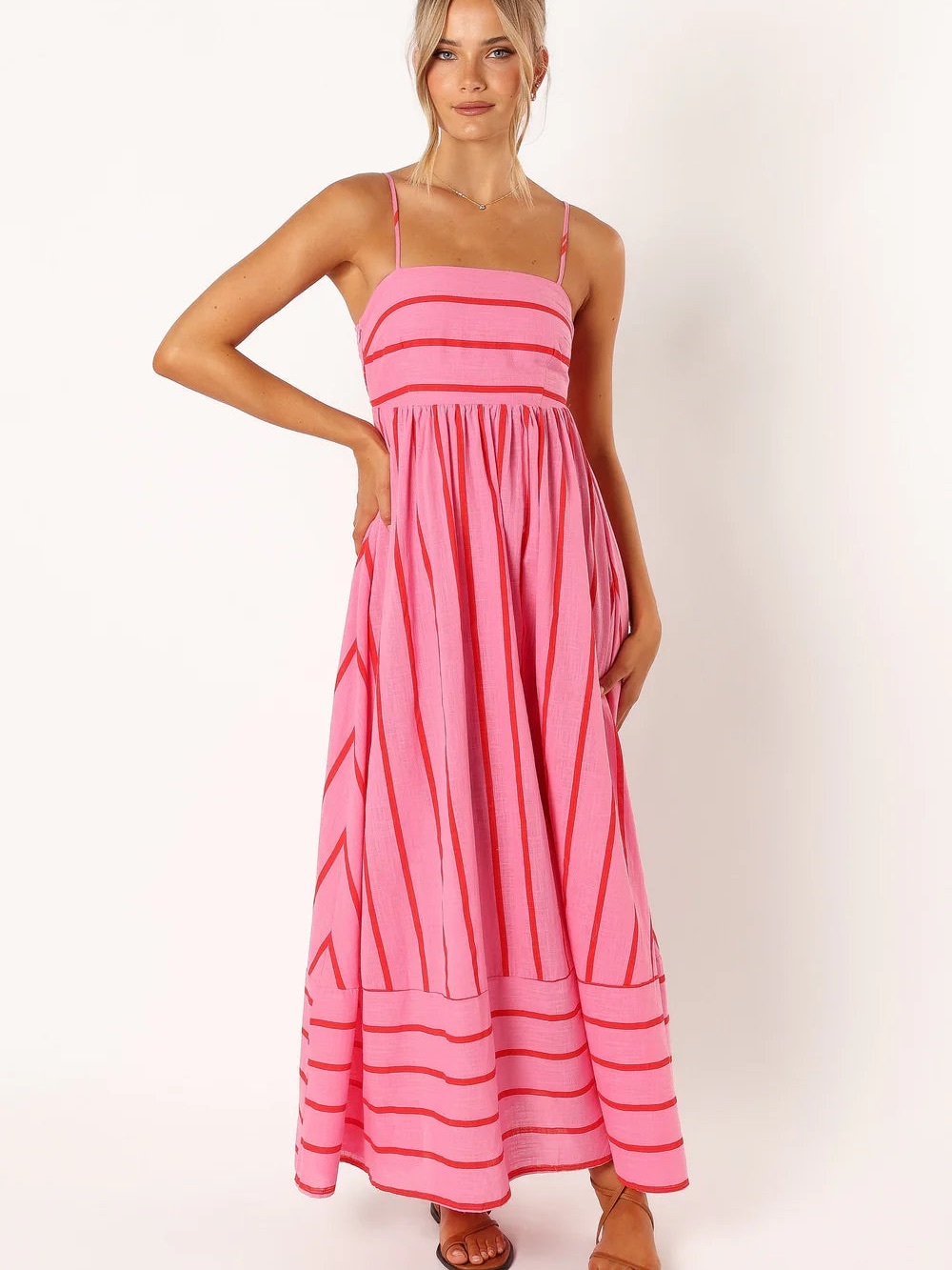 Petal & Pup Pink Striped Sundress with Red Accents - Picture 4 of 6